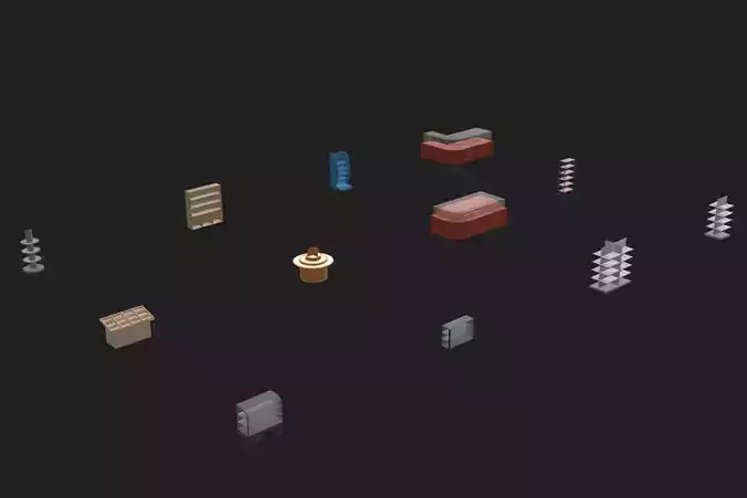 Low Poly Modular Shelf Display Prop Kit Store Warehouse