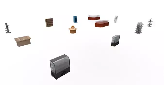 Low Poly Modular Shelf Display Prop Kit Store Warehouse