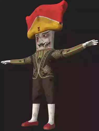 Stylized Horror Puppet Character Folk Game Ready Low Poly