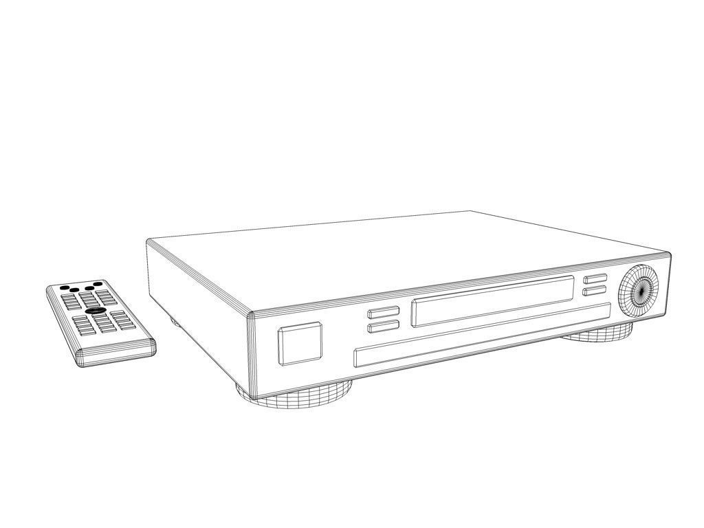 DVD player and remote control 3D model_1
