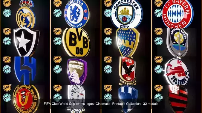 FIFA Club World Cup teams logos- Cinematic- Printable Collection