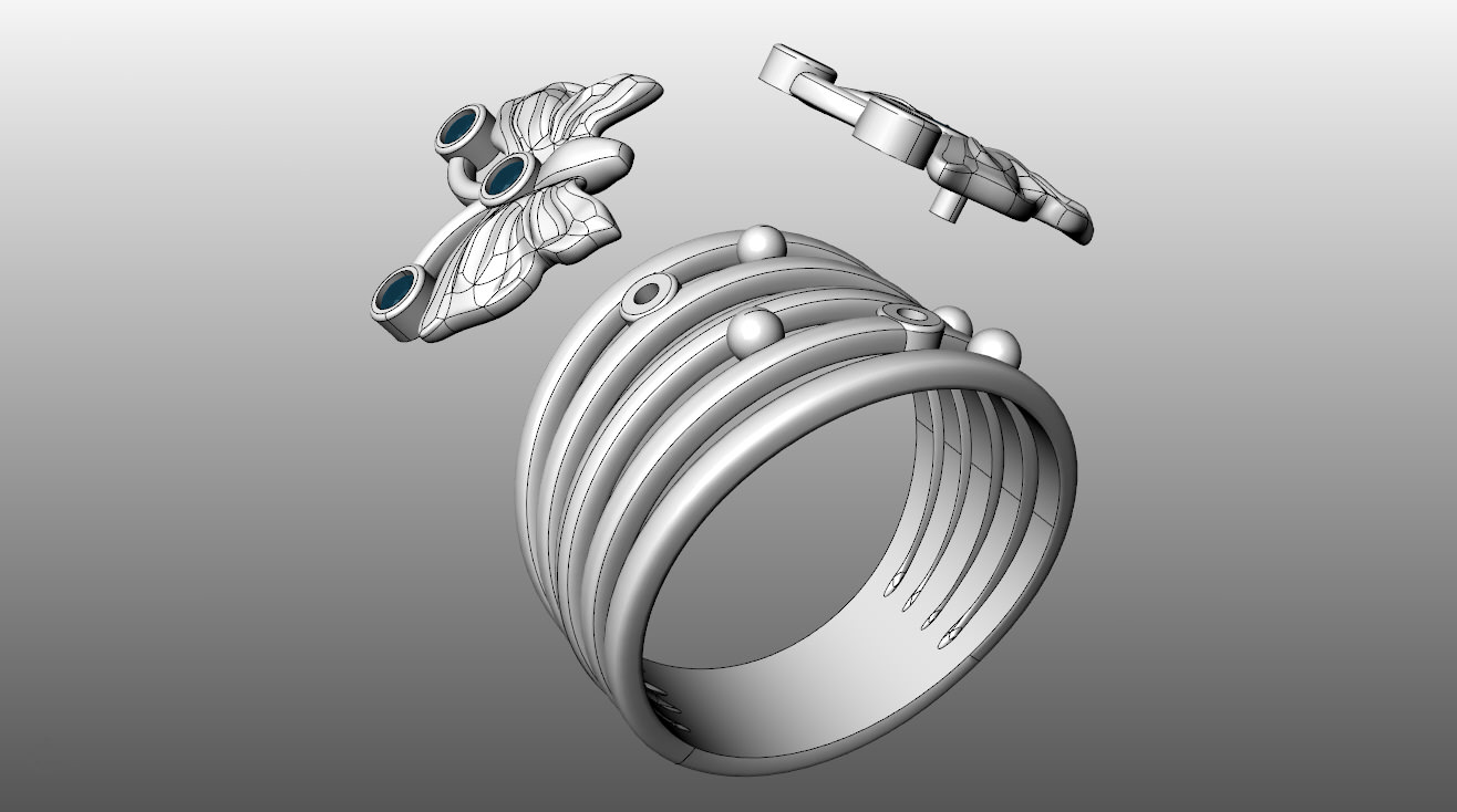 Ring Butterfly 3D print model_3