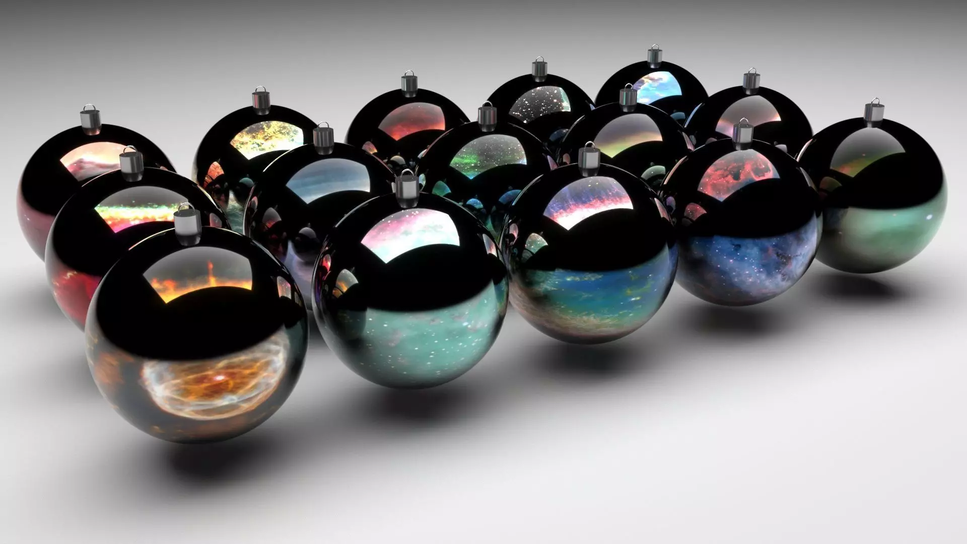Nebula Christmas Balls Set 3D model