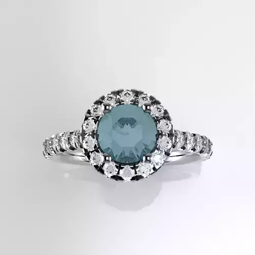 Round Shape Halo Ring -  100 points - 1-7 mm round Fishtail