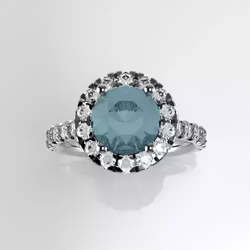 Round Shape Halo Ring -  200 points - 2 mm round Fishtail