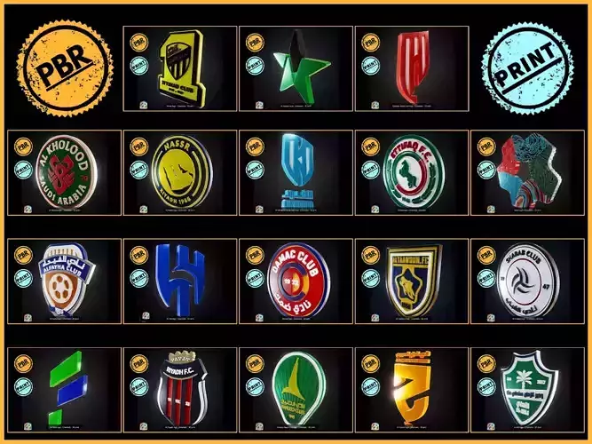 Saudi Roshn football League teams pack- Cinematic - 3D Printable