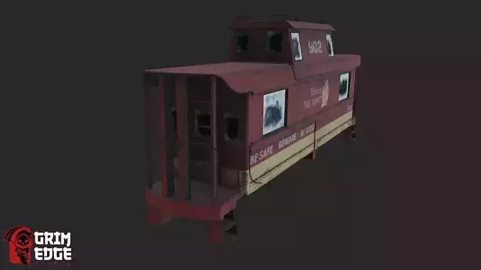 Railroad Caboose Low-poly 3D model 6
