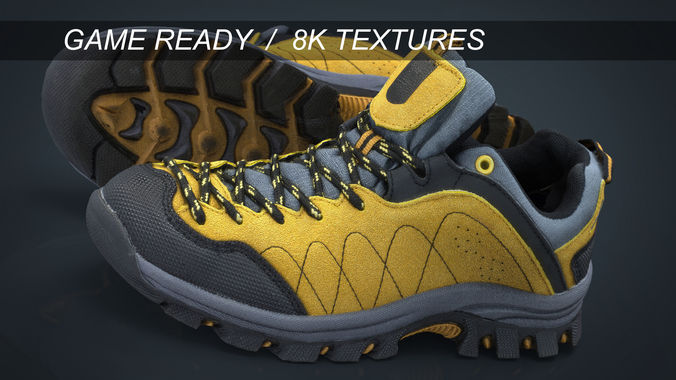 Sneakers pair of hiking shoes Low-poly 3D model