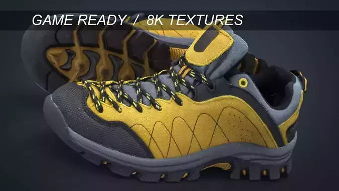 Sneakers pair of hiking shoes Low-poly 3D model