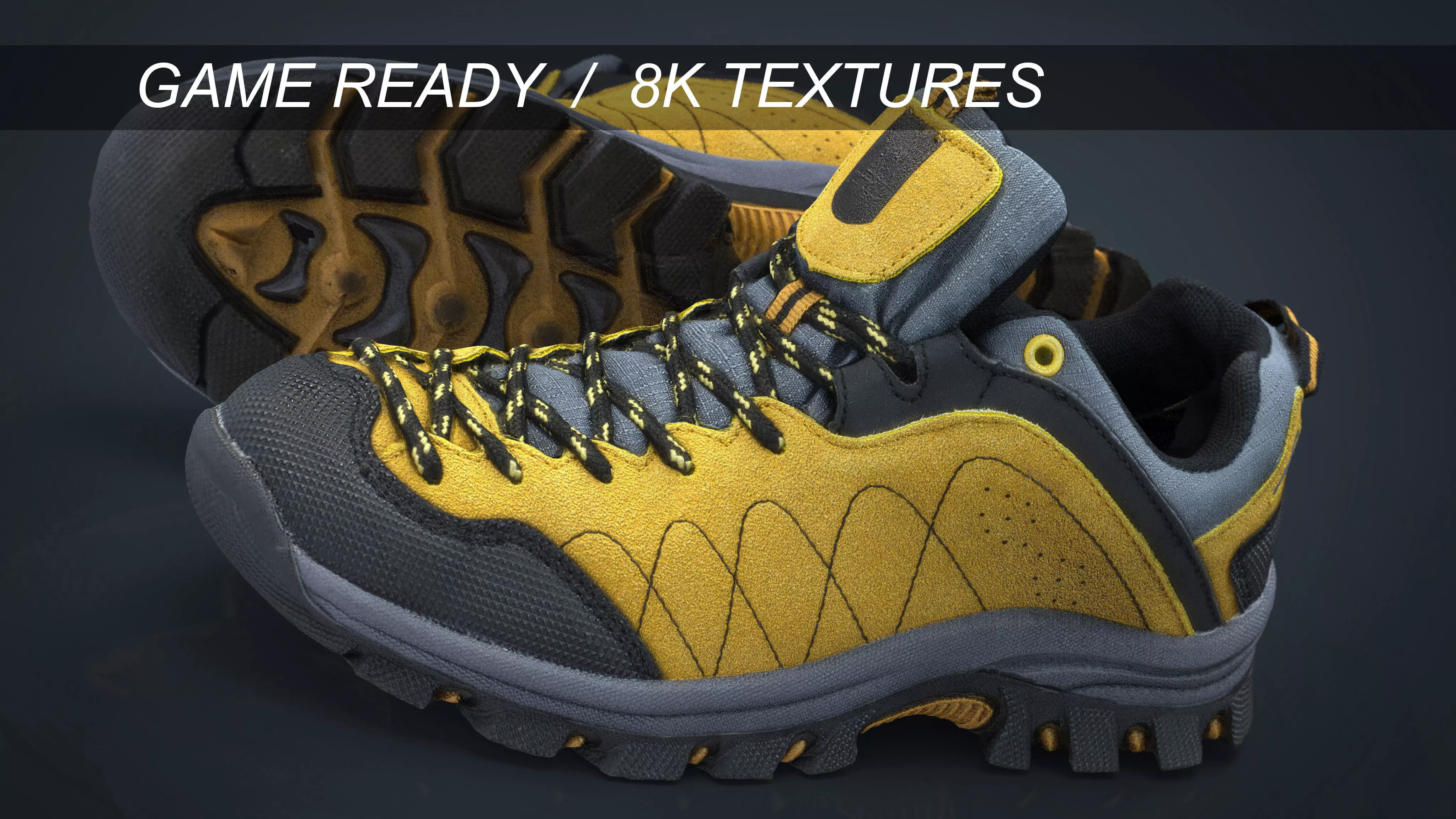 Sneakers pair of hiking shoes Low-poly 3D model