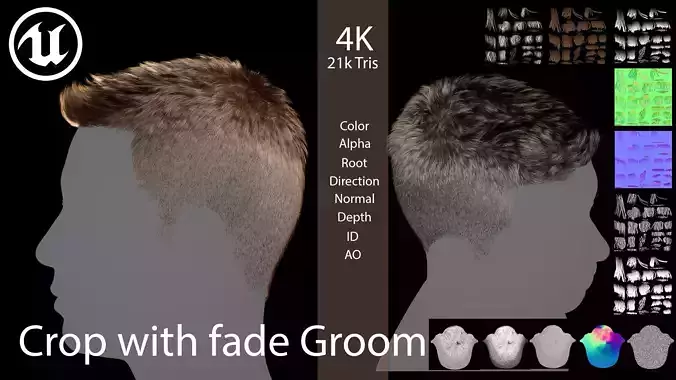 Textured crop with mid skin fade Realtime Hair