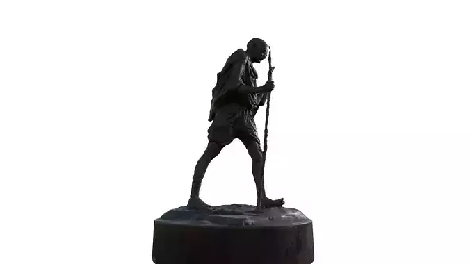 mahatma gandhi sculpture statue hi poly
