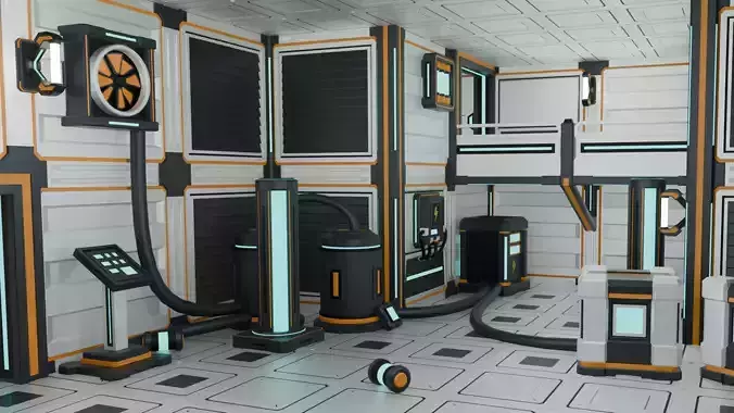 Low Poly SciFi Props Pack B001 Modular Futuristic Game Assets