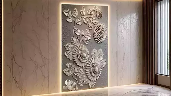 modern panel wall decor set relief stl mural CNC 293