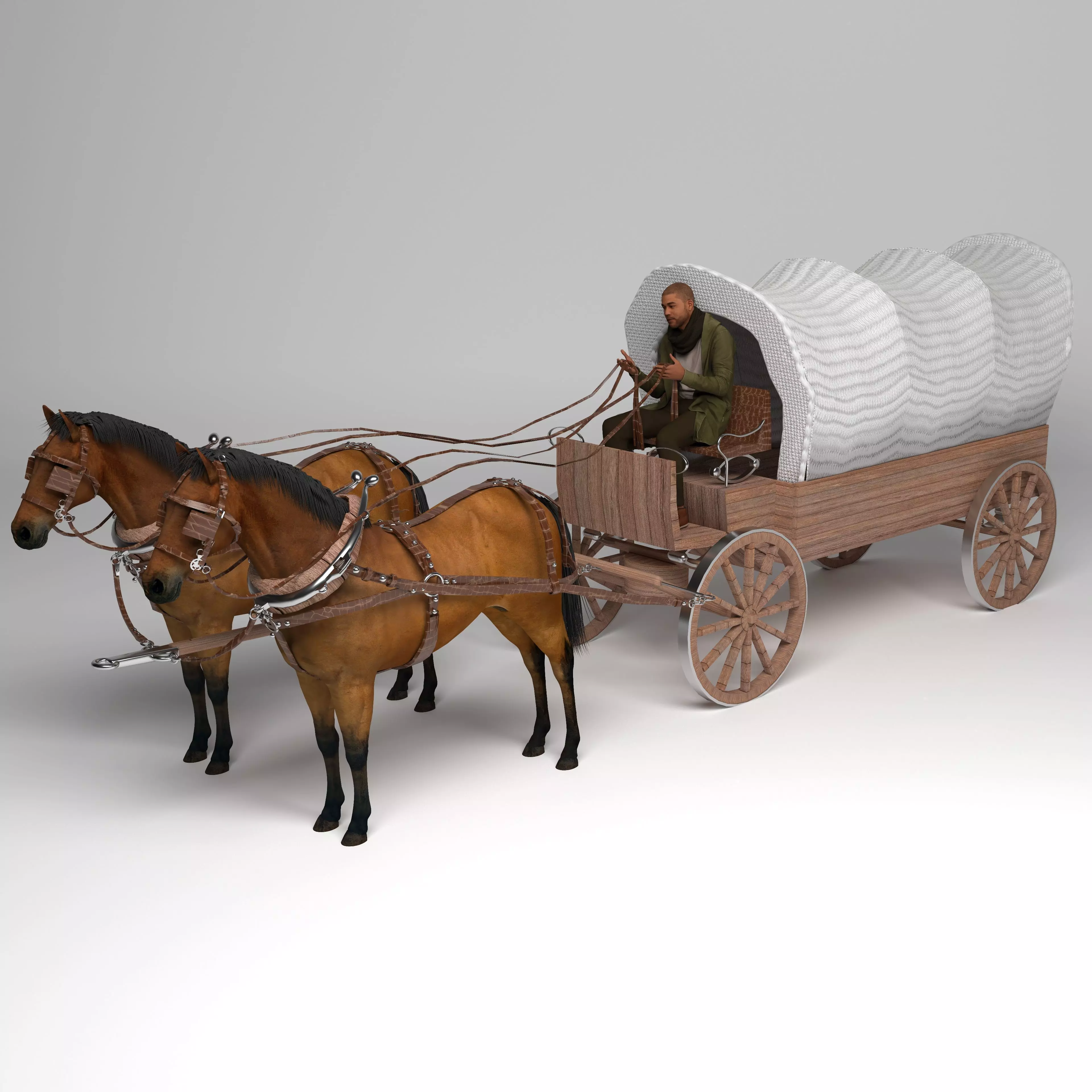 Horse-Drawn Wagon 3D model