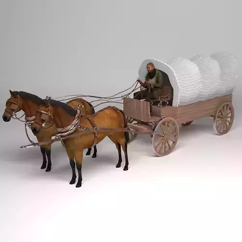 Horse-Drawn Wagon 4K