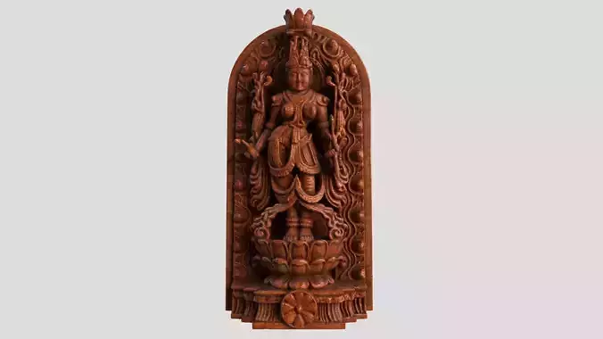 god lakshmi wooden statute hi poly