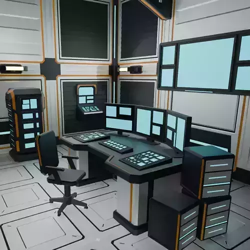 Low Poly SciFi Control Room Props Pack B003