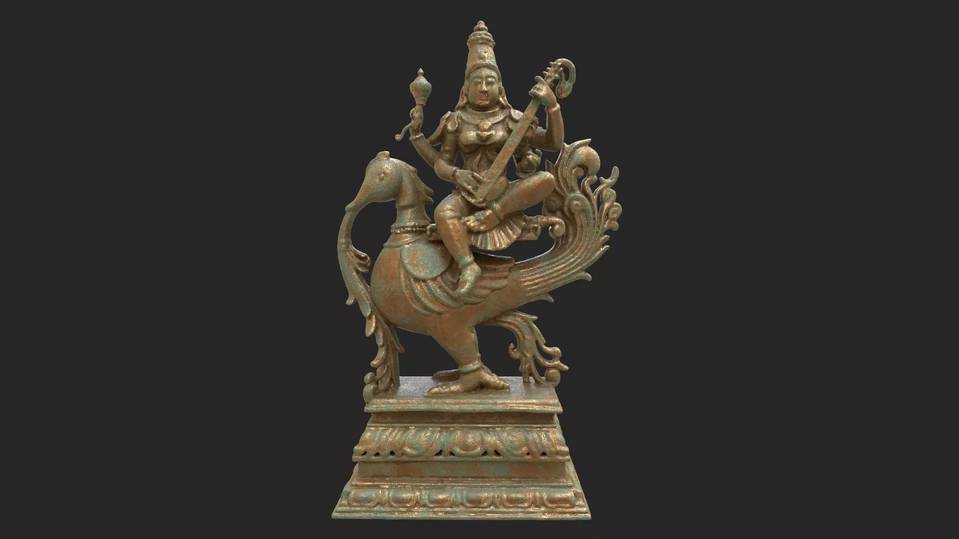 goddess Saraswati statue sculpture statue hi poly 3D model