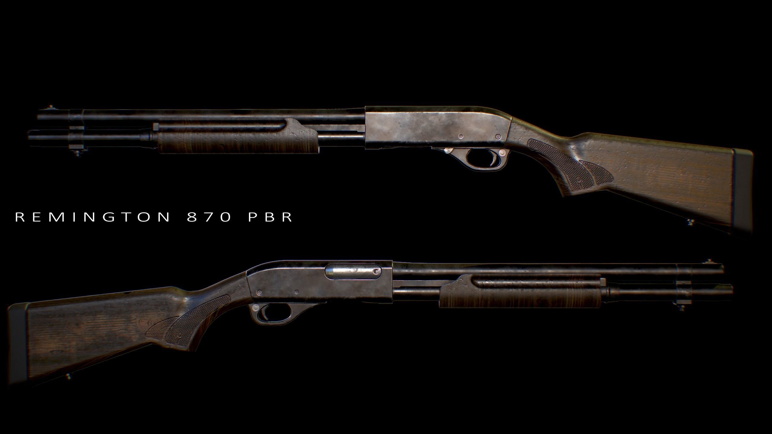 Remington 870 Low-poly 3D model_1