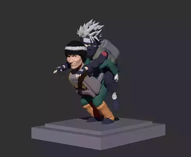Might Guy carrying Kakashi Hatake