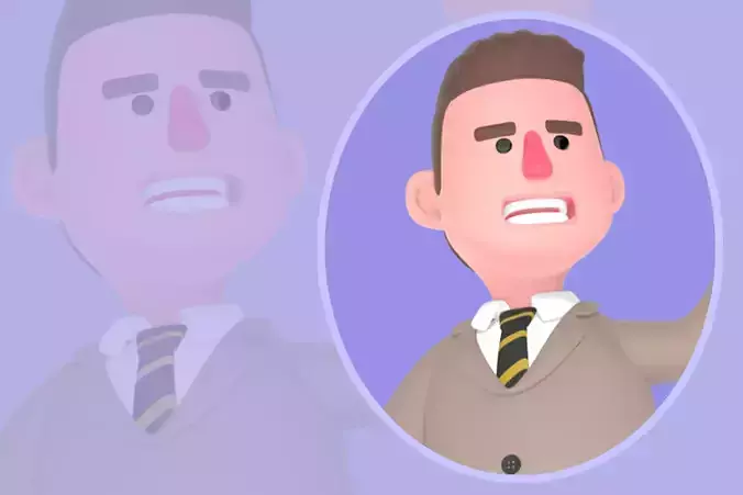 Stylized 3D Male Lawyer - Cartoon Attorney with Briefcase