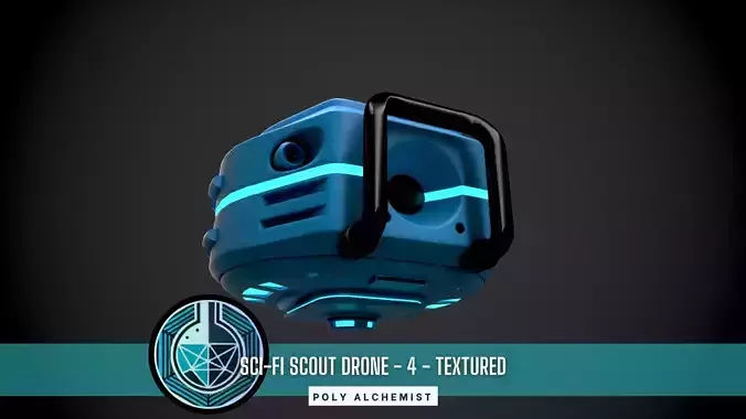 Low Poly Sci-Fi Scout Drone - 4 - Textured Low-poly 3D model