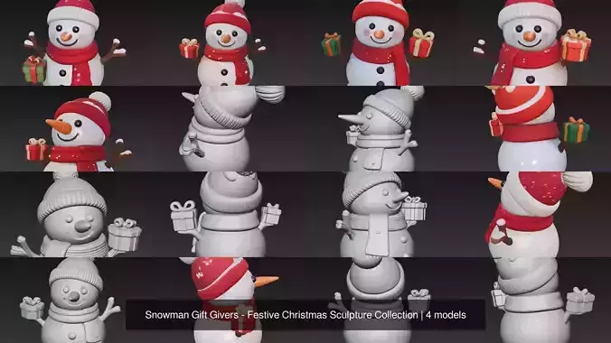 Snowman Gift Givers - Festive Christmas Sculpture Collection