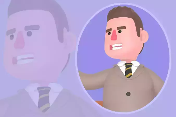 Stylized 3D Male Lawyer - Cartoon Attorney Giving Idea Gesture