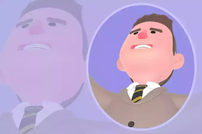 Stylized 3D Male Lawyer Character - Cartoon Lawyer Jumping