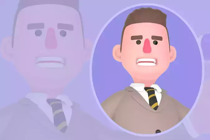 Stylized 3D Male Lawyer Character-Cartoon Lawyer with Megaphone