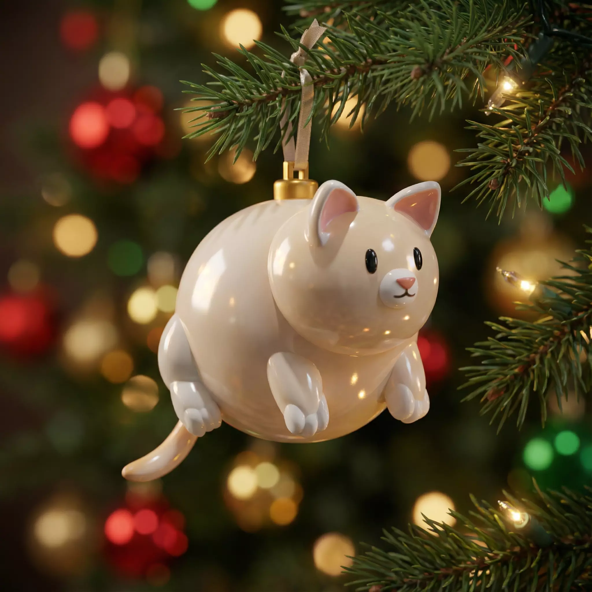 Cute Cat Christmas Ornament 3D print model