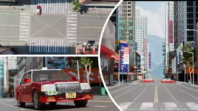 Asian City Low-poly 3D model