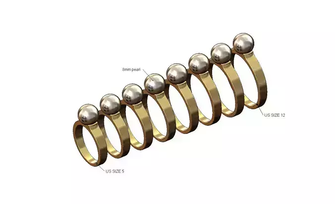 8mm pearl setting ring US sizes 5to12