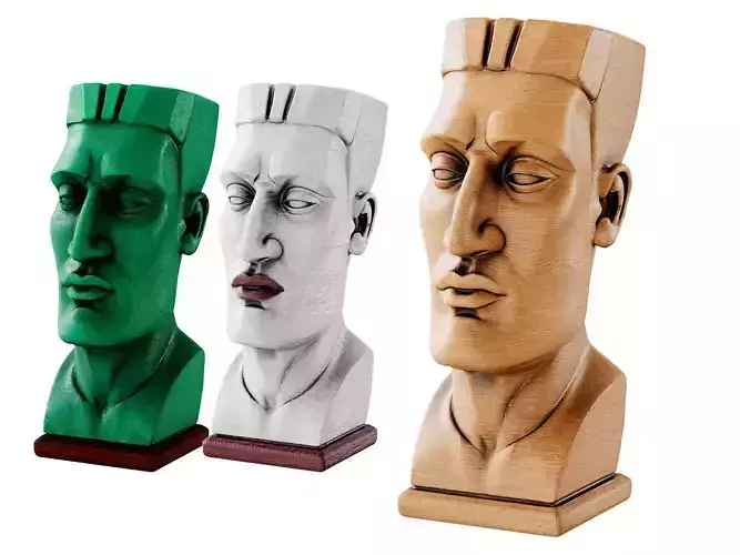 Geometric Male Head Sculpture