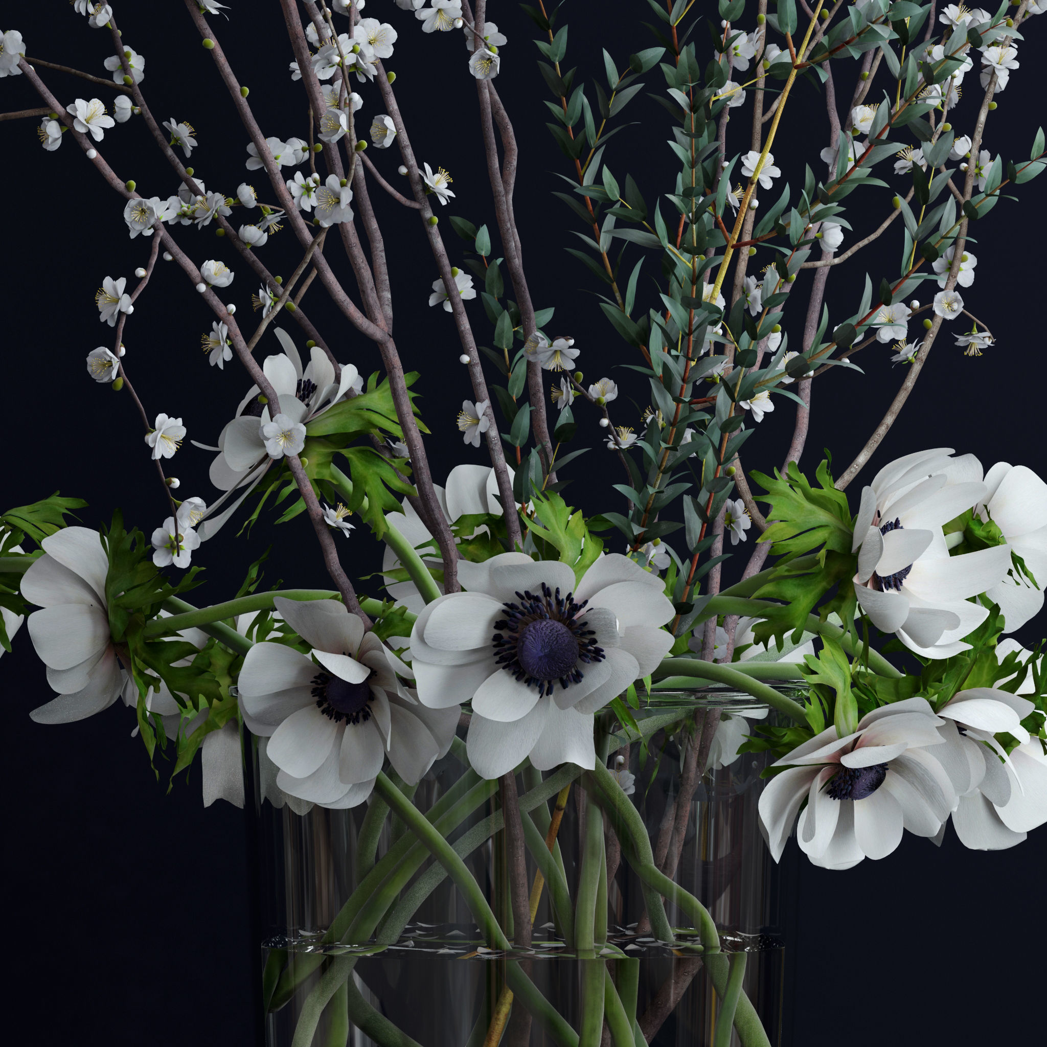 Anemones and branches 3D model_1