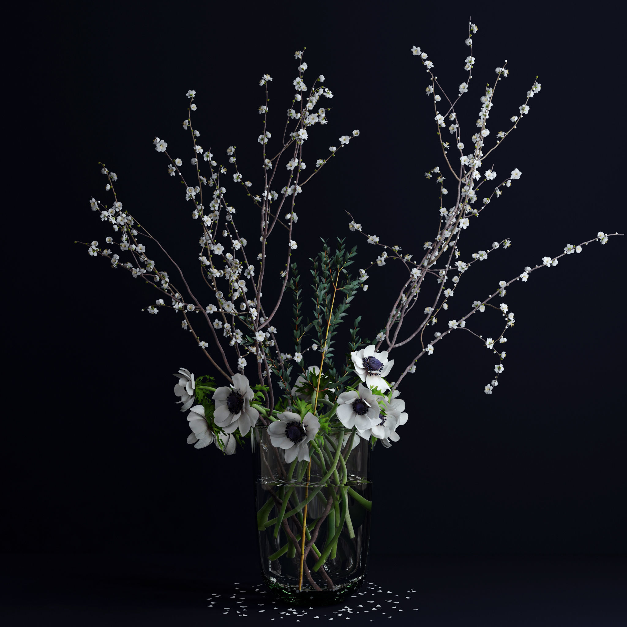 Anemones and branches 3D model_4