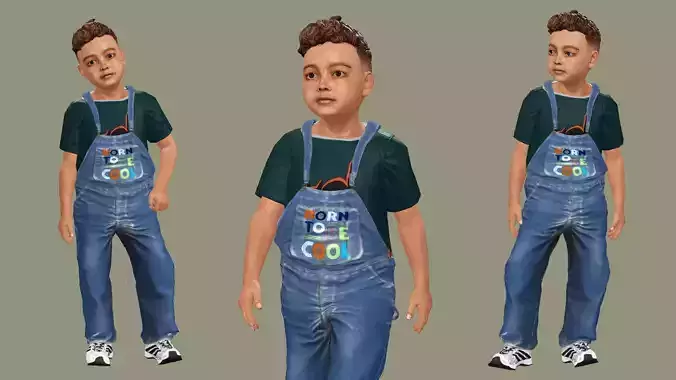 Realistic Rigged Kids Character AQ Game Ready 3D Model