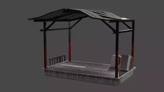 Industrial Cargo Platform with Props  Game Asset  FBX OBJ 