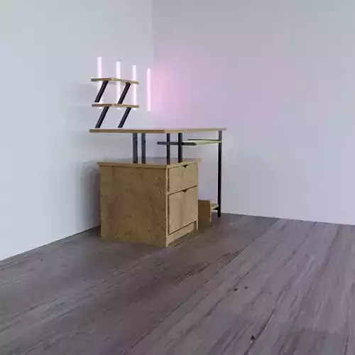 Modern Wooden Computer Desk with Shelves and Drawers 