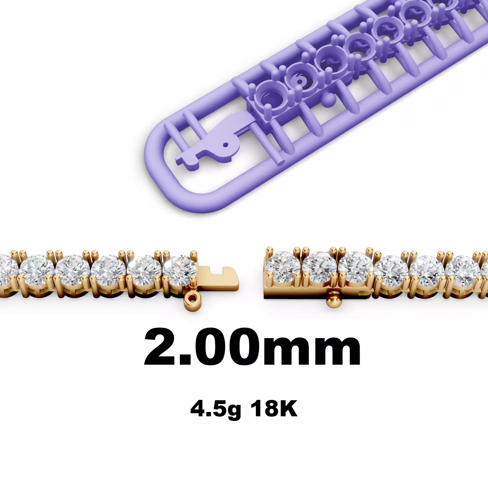 Flexible Tennis Bracelet 3D print model