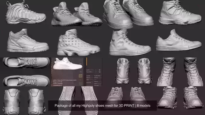 Package of all my Highpoly shoes mesh for 3D PRINT