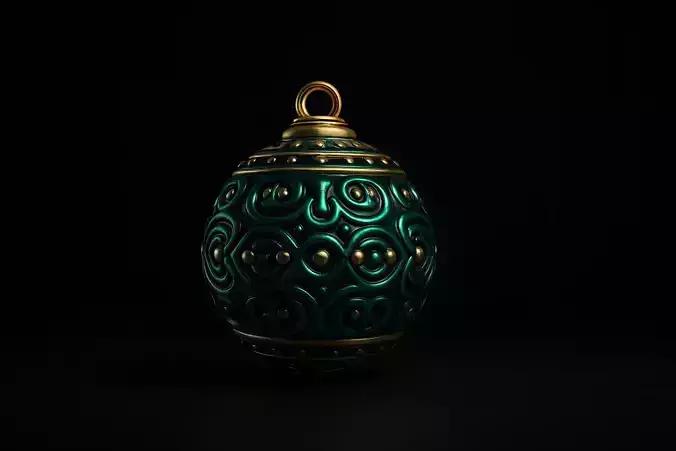 Ornate Emerald Holiday Bauble Decorative Ornament 