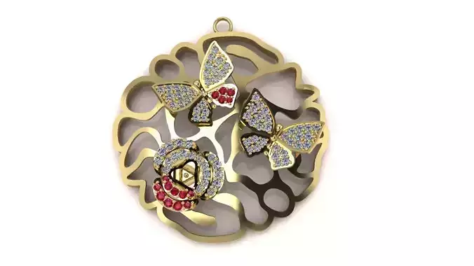 The Golden Butterfly Pendant jewelry 3D model - for Her