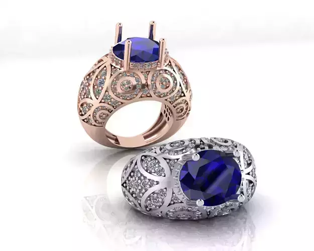 oval side halo high jewelry ring