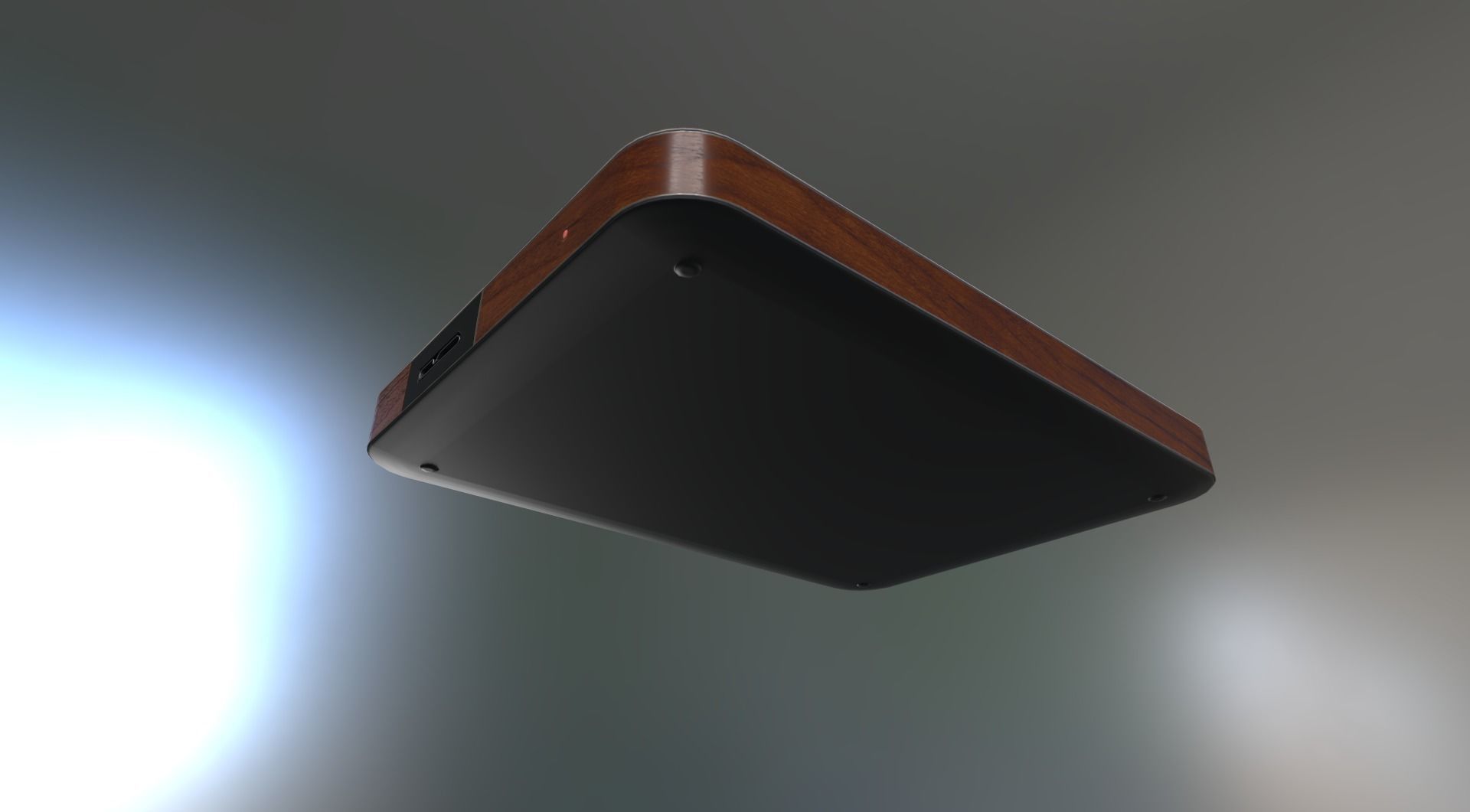 External HDD With USB Cable Rigged Wood Version Low-poly 3D model_18