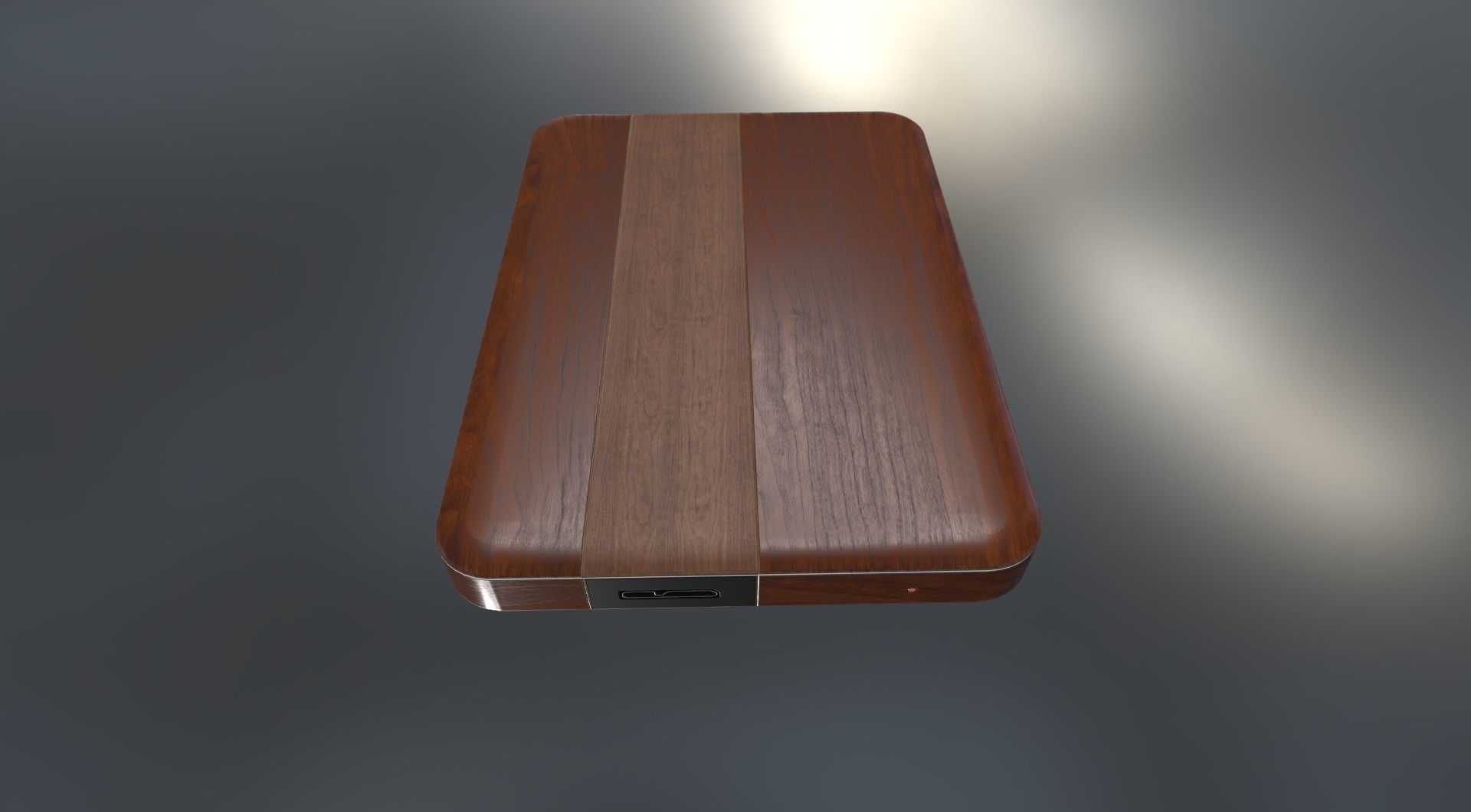 External HDD With USB Cable Rigged Wood Version Low-poly 3D model_15