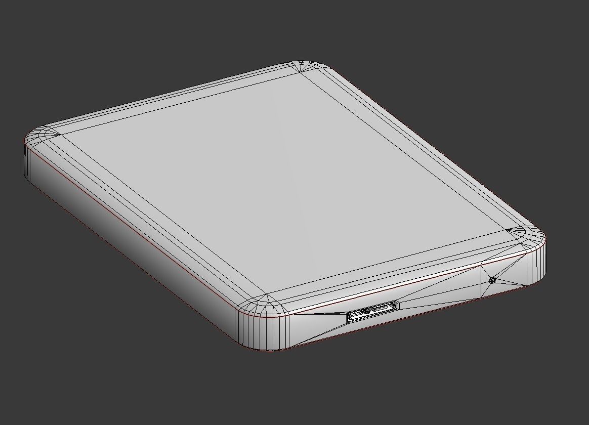 External HDD With USB Cable Rigged Wood Version Low-poly 3D model_30