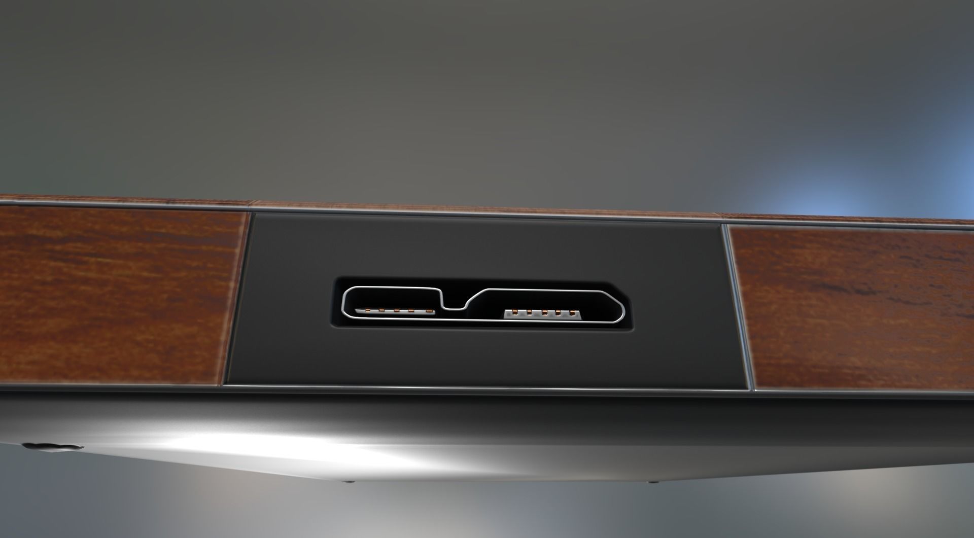 External HDD With USB Cable Rigged Wood Version Low-poly 3D model_14