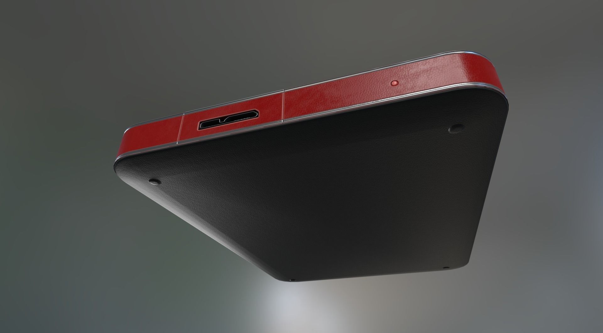 External HDD With USB Cable Rigged Red Leathe Version Low-poly 3D model_15